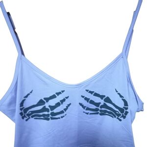 Purple Spaghetti Strap Skeleton Graphic Top Large